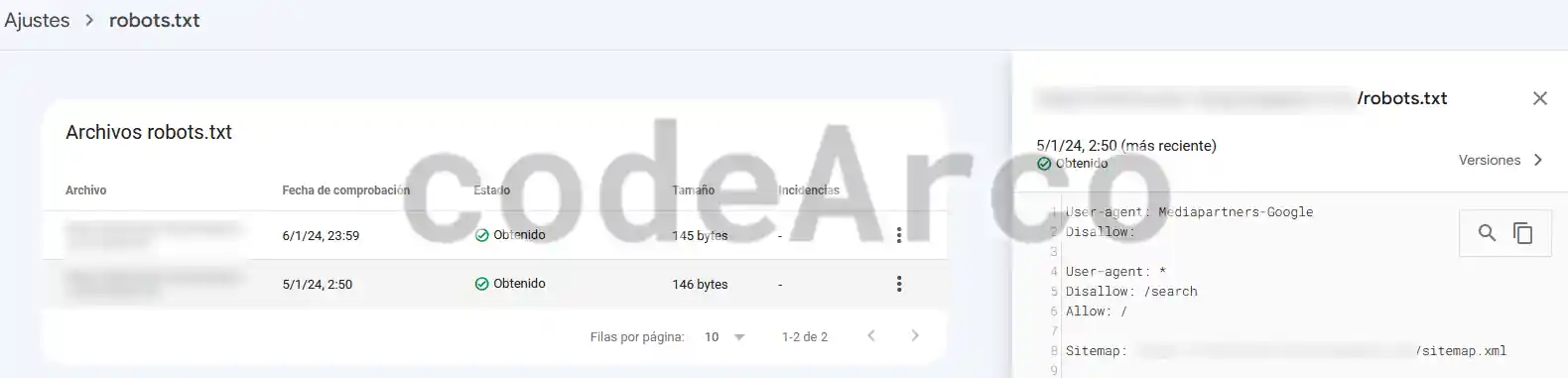 Verificar robots txt en Google Search Console