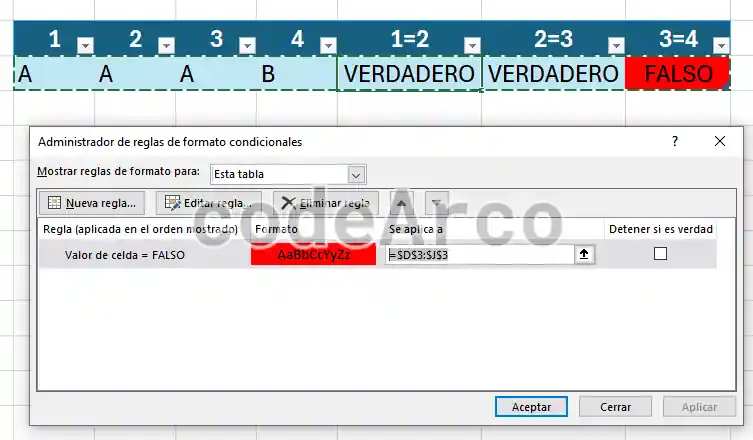 Seleccionar rango para formato condicional en Excel